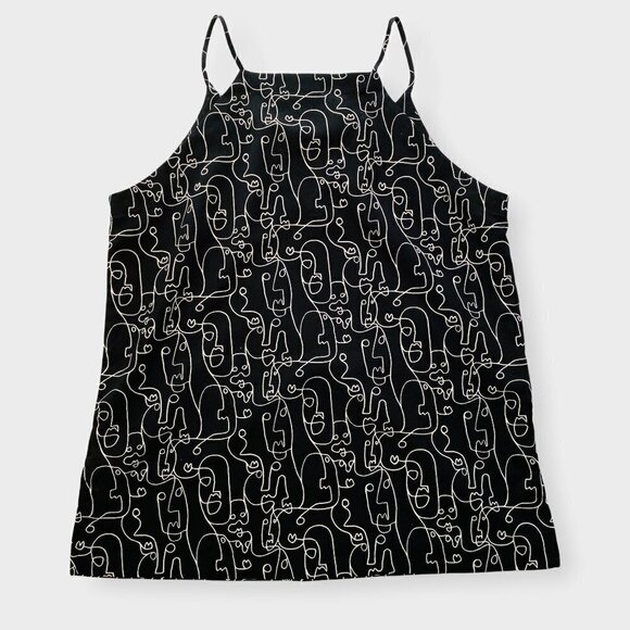 Madison Camisole Cami Tank Spaghetti Straps V Neck Abstract Faces Print Size M - Picture 6 of 9